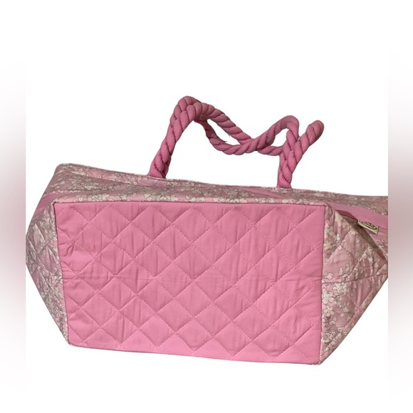 NWOT Naraya Tote Quilted Pink Floral with Bow - Picture 3 of 8